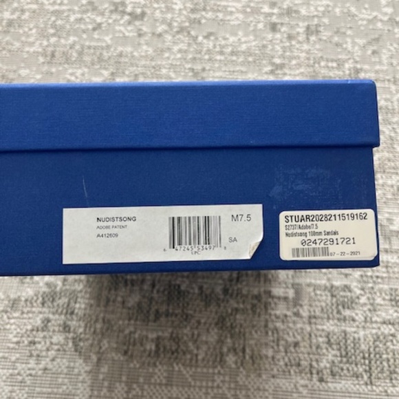 NEW Stuart Weitzman Nudistsong Adobe Beige Nude Patent Leather Shiny Heels 7.5 - Picture 4 of 9